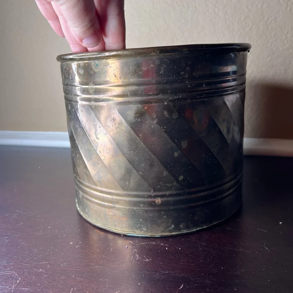 Vintage 1980’s Solid Brass Houseplant Planter, Pot, Plant Lover, Green Thumb